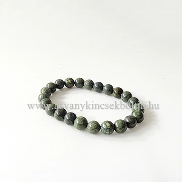 Sötétzöld nemesszerpentin női-férfi karkötő 8 mm Sötétzöld nemesszerpentin női-férfi karkötő 8 mm