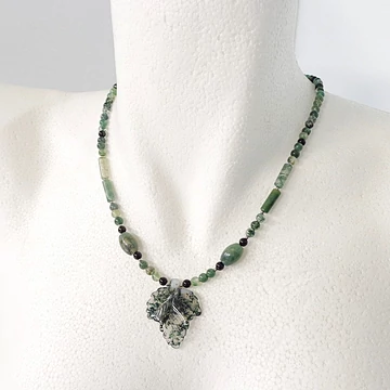 Egyedi mohaachát lánc leveles 45 cm Egyedi mohaachát lánc leveles 45 cm