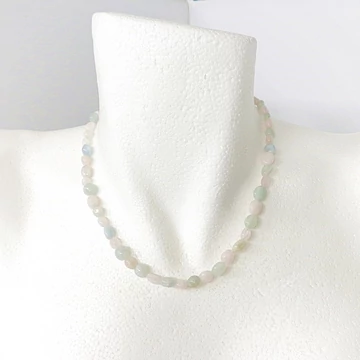 Akvamarin-Morganit nugget lánc 42 cm