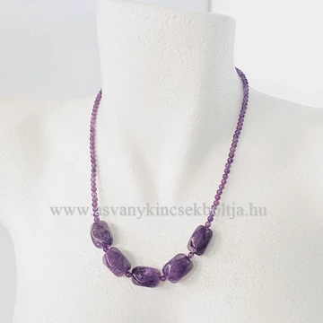 Ametiszt egyedi lánc nagy nugget formával 50 cm Ametiszt egyedi lánc nagy nugget formával 50 cm