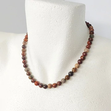 Breccsa jáspis lánc 8 mm 41 cm Breccsa jáspis lánc 8 mm 41 cm