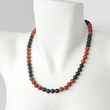 Vörös jáspis - ónix női - férfi lánc 8 mm 50 cm Vörös jáspis - ónix női - férfi lánc 8 mm 50 cm