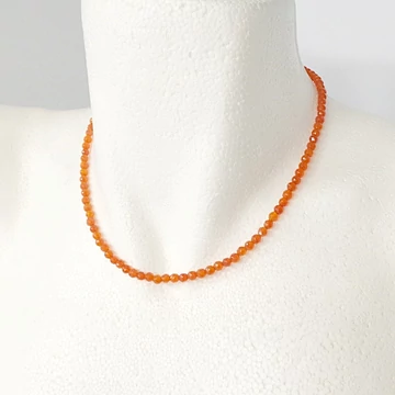 Karneol fazettált lánc 4 mm 41 cm