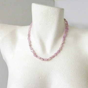 Kunzit hasáb lánc 46 cm Kunzit hasáb lánc 46 cm