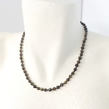 Ezüst obszidián fazettált lánc 6 mm 45 cm