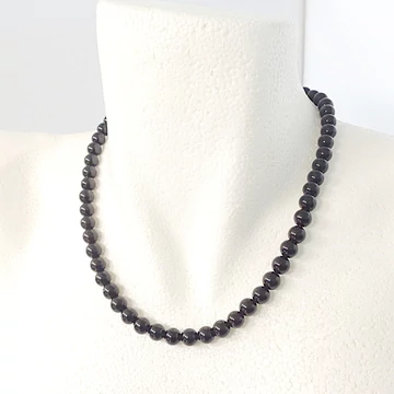 Fekete obszidián női-férfi lánc 8 mm 45 cm