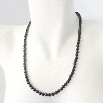 Fekete obszidián női-férfi lánc 6 mm 55 cm