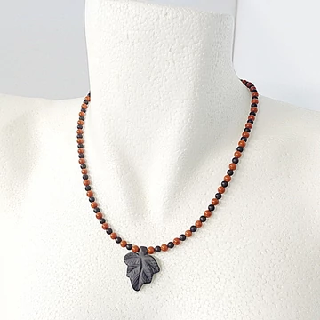 Ónix - Jáspis egyedi lánc levélkével 4 mm 45 cm Ónix - Jáspis egyedi lánc levélkével 4 mm 45 cm