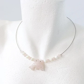 Rózsakvarc - gyöngyház sodronyos lánc Rózsakvarc - gyöngyház sodronyos lánc