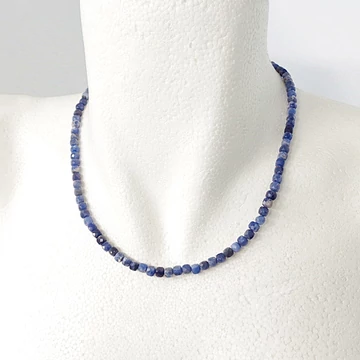 Szodalit fazettált kocka lánc 4 mm 43 cm