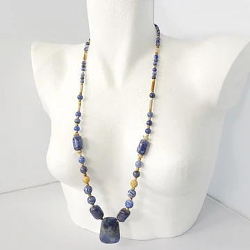 Egyedi szodalit - tájkép jáspis lánc 81 cm