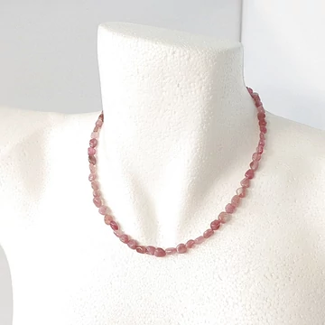 Vörös turmalin nugget lánc 40 cm