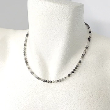 Fazettált turmalinkvarc lánc 4 mm 41 cm