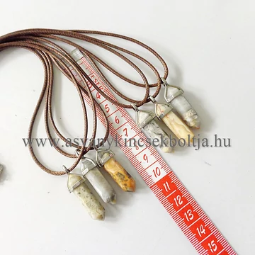 Achát kétcsúcs medál 45 cm viaszolt szálon Achát kétcsúcs medál 45 cm viaszolt szálon