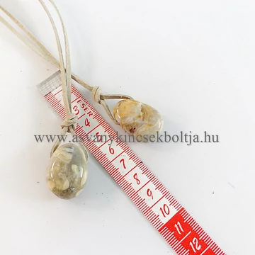 Csipke achát fúrt medál 50 cm bőrszálon Csipke achát fúrt medál 50 cm bőrszálon