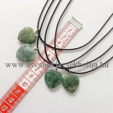 Mohaachát lapos szív medál 45 cm viaszolt szálon Mohaachát lapos szív medál 45 cm viaszolt szálon