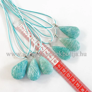 Amazonit csepp medál 50 cm dupla viaszolt szálon Amazonit csepp medál 50 cm dupla viaszolt szálon