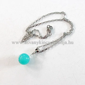 Amazonit 12 mm medál 45 cm nemesacél láncon Amazonit 12 mm medál 45 cm nemesacél láncon