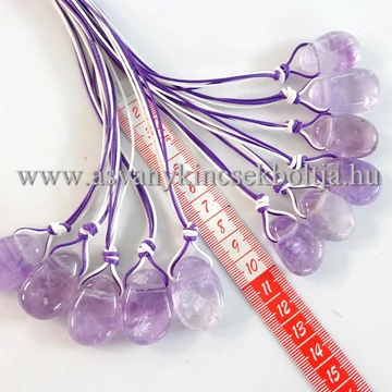 Ametiszt fúrt medál 50 cm erős dupla viaszolt szálon
