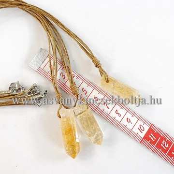 Citrin egycsúcs medál 50 cm dupla viaszolt pamut szálon Citrin egycsúcs medál 50 cm dupla viaszolt pamut szálon