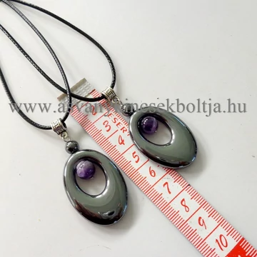 Hematit-ametiszt ovál medál 45 cm viaszolt szálon Hematit-ametiszt ovál medál 45 cm viaszolt szálon