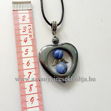 Hematit-szodalit szíves medál 45 cm  viaszolt szálon Hematit-szodalit szíves medál 45 cm  viaszolt szálon