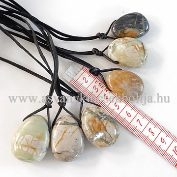 Picasso jáspis fúrt medál 50 cm bőrszálon Picasso jáspis fúrt medál 50 cm bőrszálon