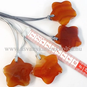 Karneol virág medál 41 cm dupla viaszolt szálon