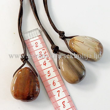 Kövült fa fúrt medál 50 cm bőrszálon