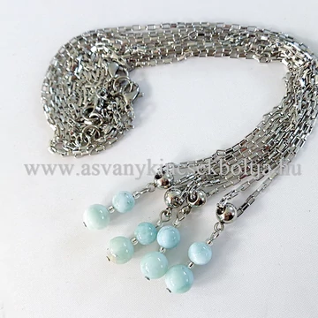 Larimár 6 és 8 mm medál nemesacél láncon