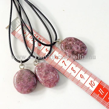 Lepidolit lapos medál 45 cm  viaszolt szálon