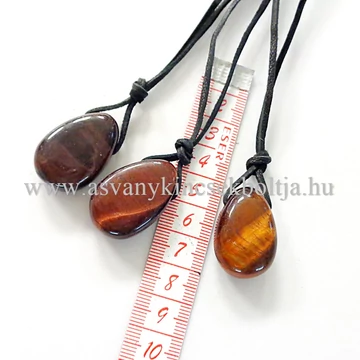 Macskaszem fúrt medál 50 cm  bőrszálon