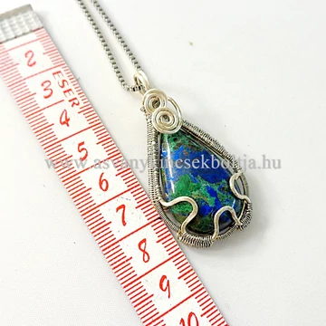 Azurit - malachit egyedi medál 45 cm nemesacél láncon Azurit - malachit egyedi medál 45 cm nemesacél láncon
