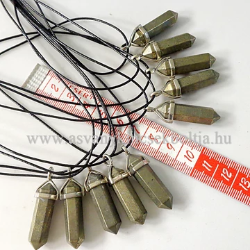 Pirit kétcsúcs medál 50 cm viaszolt szálon Pirit kétcsúcs medál 50 cm viaszolt szálon