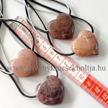 Rodonit szíves medál 50 cm bőr és viaszolt szálon Rodonit szíves medál 50 cm bőr és viaszolt szálon
