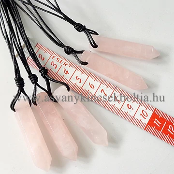 Rózsakvarc egycsúcs medál 50 cm dupla viaszolt szálon Rózsakvarc egycsúcs medál 50 cm dupla viaszolt szálon