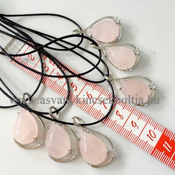 Rózsakvarc csepp medál foglalatban 45 cm viaszolt szálon Rózsakvarc csepp medál foglalatban 45 cm viaszolt szálon