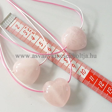 Rózsakvarc duci szív medál  45 cm dupla viaszolt szálon Rózsakvarc duci szív medál  45 cm dupla viaszolt szálon