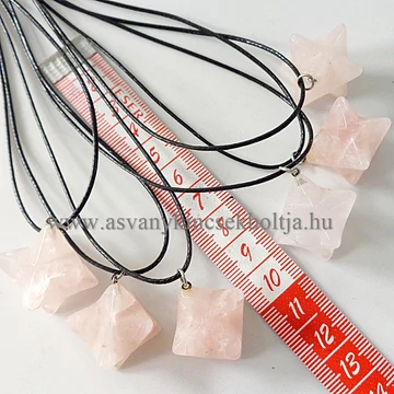 Rózsakvarc merkaba medál 50 cm viaszolt szálon Rózsakvarc merkaba medál 50 cm viaszolt szálon