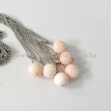 Rózsaopál 16 mm medál 60 cm nemesacél láncon Rózsaopál 16 mm medál 60 cm nemesacél láncon