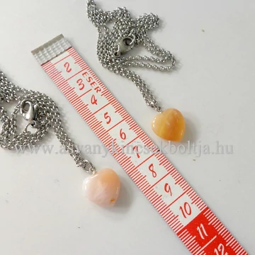 Rózsaopál szív medál 50 cm nemesacél láncon Rózsaopál szív medál 50 cm nemesacél láncon