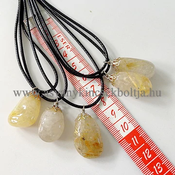Rutilkvarc kavics medál 45 cm viaszolt szálon Rutilkvarc kavics medál 45 cm viaszolt szálon