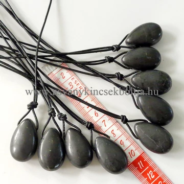 Shungit fúrt medál 50 cm erős hengerbőrön Shungit fúrt medál 50 cm erős hengerbőrön