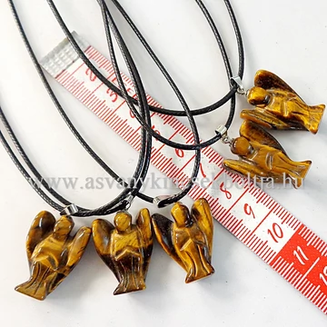 Tigrisszem angyalka medál 45 cm viaszolt szálon Tigrisszem angyalka medál 45 cm viaszolt szálon