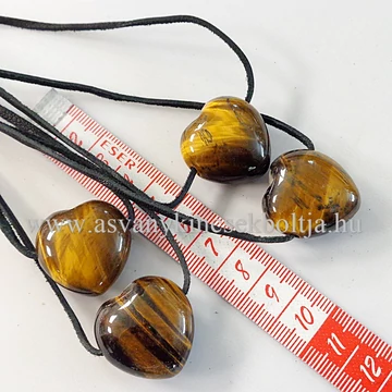 Tigrisszem duci szív medál 45cm bőrszálon