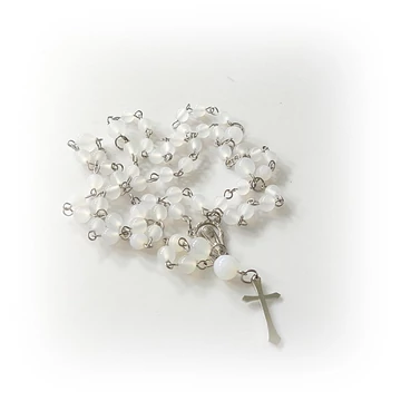 Fehér achát rózsafüzér 
