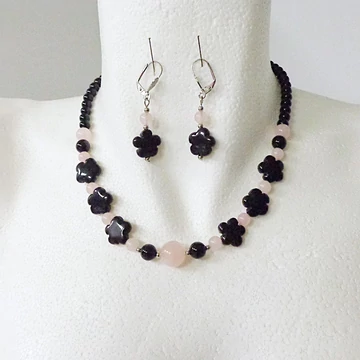 Obszidián - rózsakvarc szett Obszidián - rózsakvarc szett