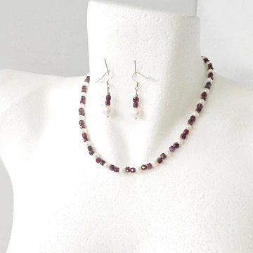 Egyedi fazettált kocka gránát - tenyésztett gyöngy szett