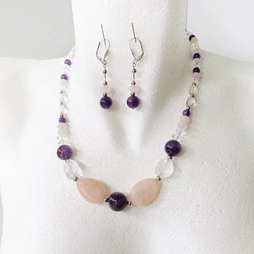 Hegyikristály - ametiszt - rózsakvarc egyedi szett