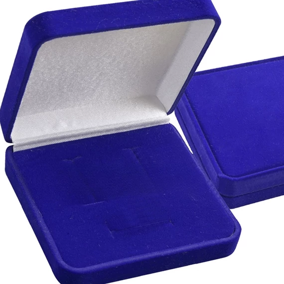 Bársony díszdoboz kék 90x90x25 mm